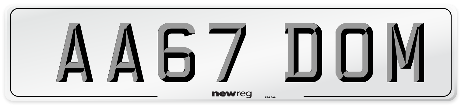 AA67 DOM Number Plate from New Reg
